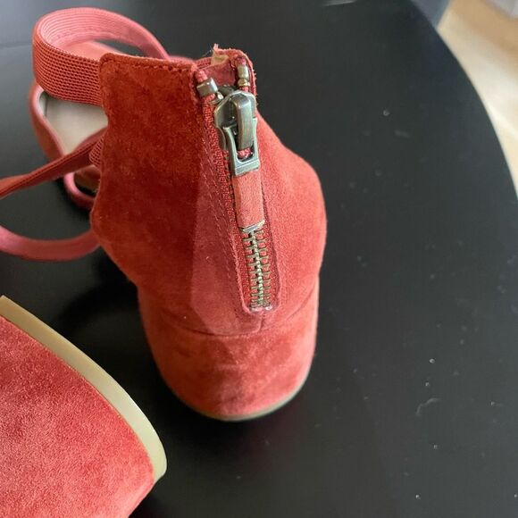 Eileen Fisher Cayenne Juku Suede Low Strappy Pumps heels shoes Sz 7.5 rust - Picture 7 of 9
